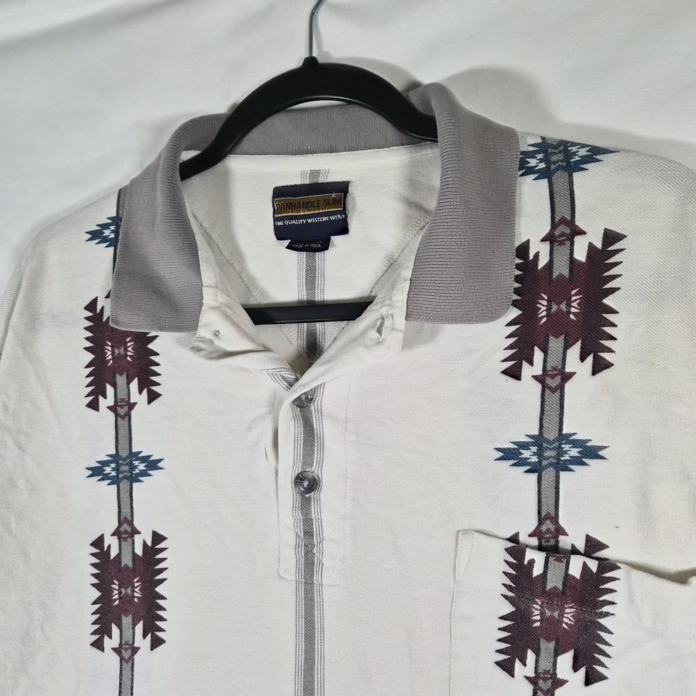 Vintage Panhandle Slim Men's XL Southwestern Aztec Polo Shirt Western Tribal